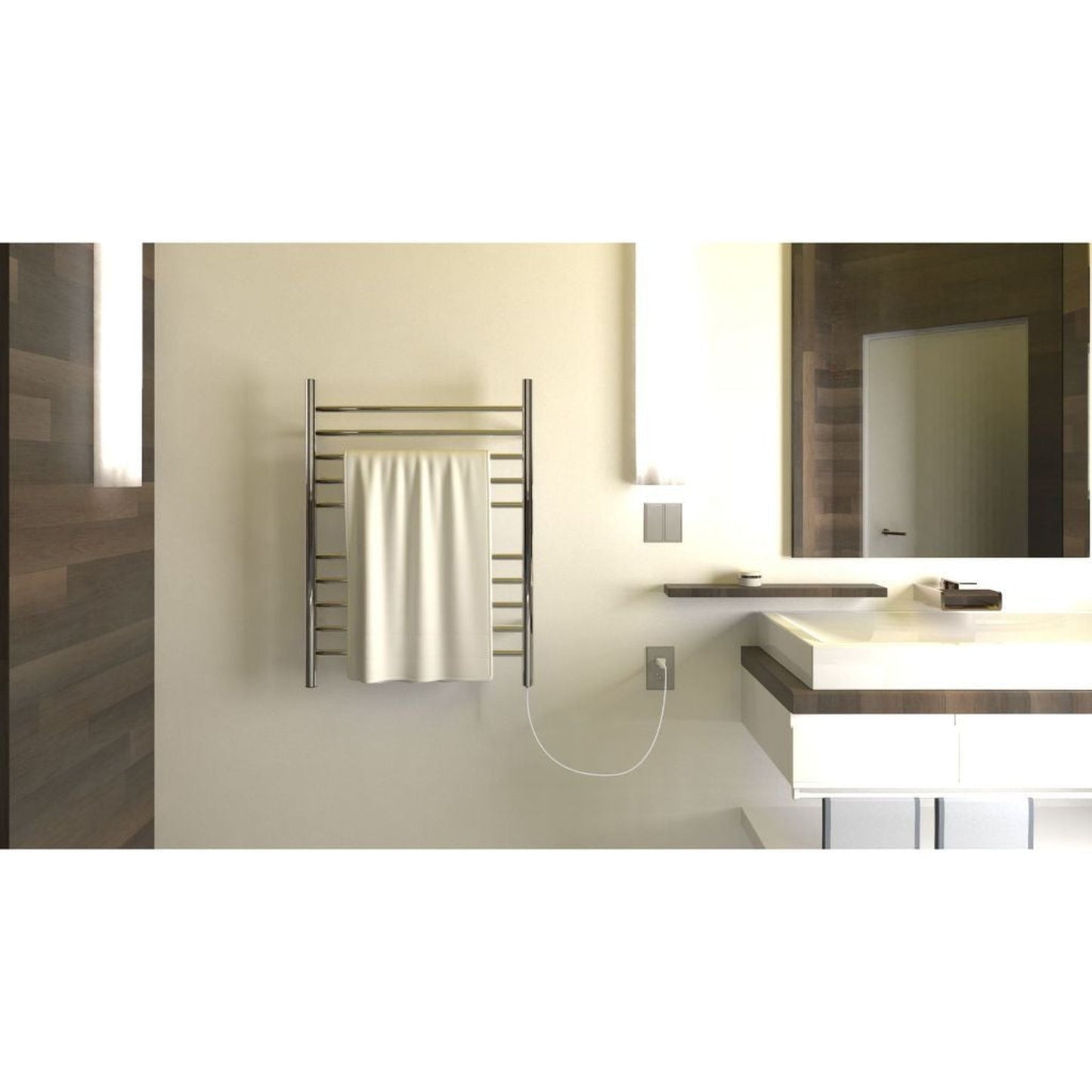 Amba Radiant Straight 10-Bar Polished Stainless Steel Plug-In Towel Warmer