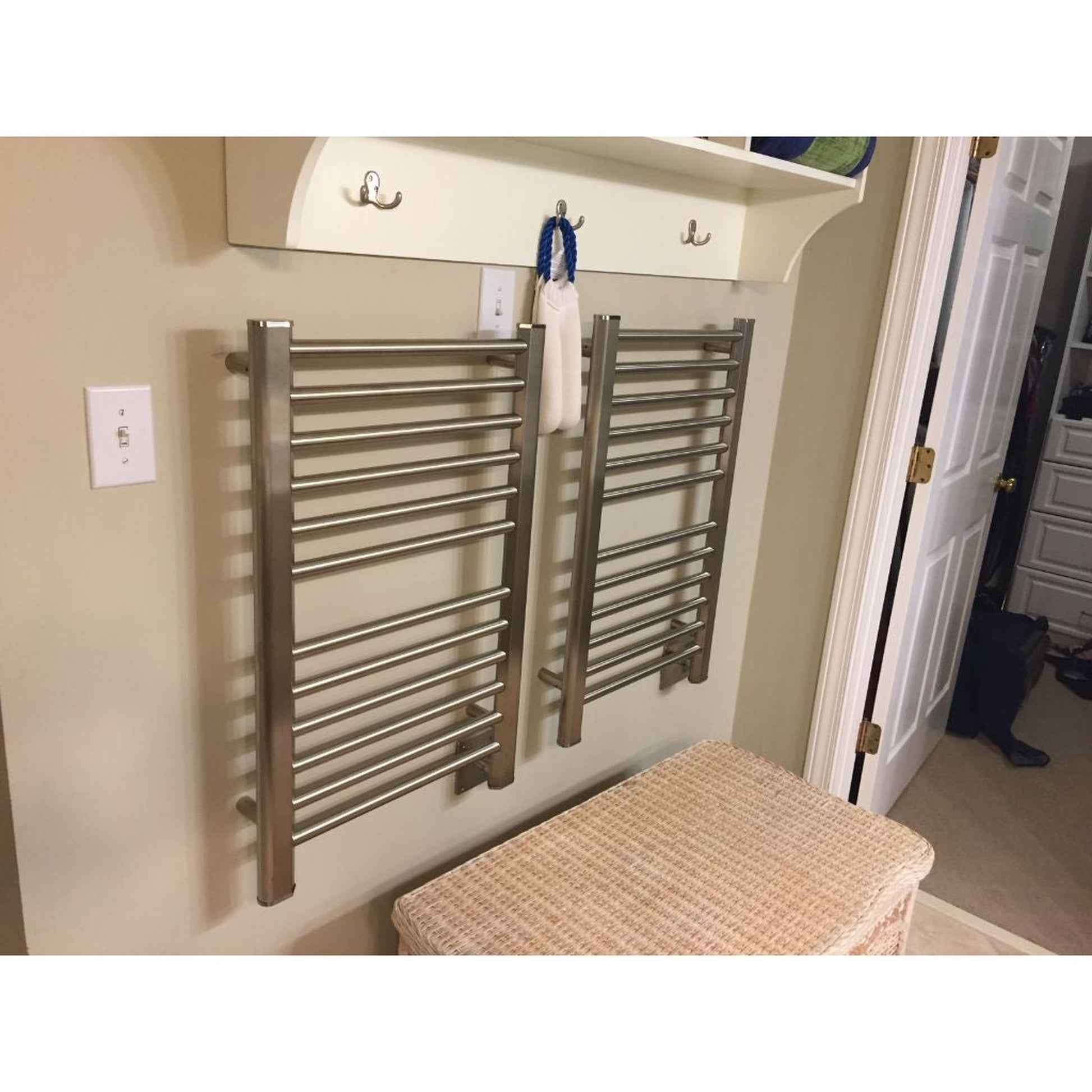 Amba Sirio 21" x 33" 12-Bar Brushed Stainless Steel Hardwired Towel Warmer