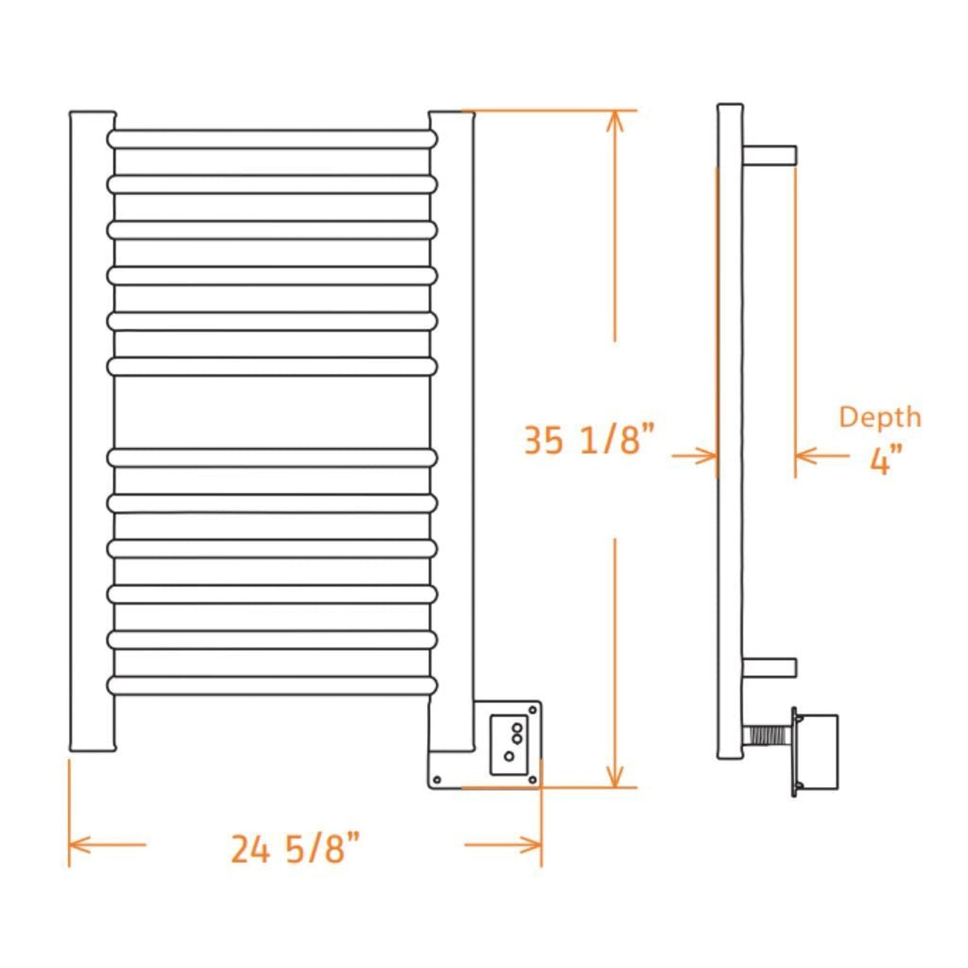 Amba Sirio 21" x 33" 12-Bar Satin Brass Hardwired Towel Warmer