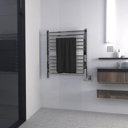 Amba Sirio 28" x 33" 12-Bar Polished Stainless Steel Hardwired Towel Warmer