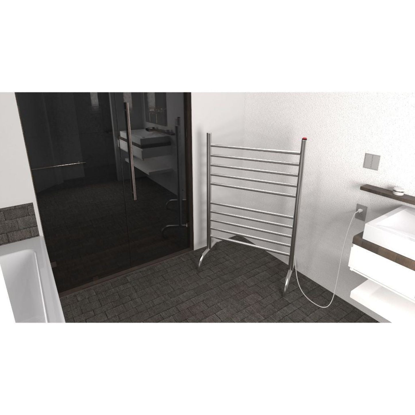 Amba Solo 24" Freestanding Polished Stainless Steel Plug-In Towel Warmer