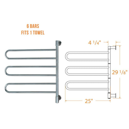 Amba Swivel Jill 6-Bar Polished Stainless Steel Plug-In Towel Warmer