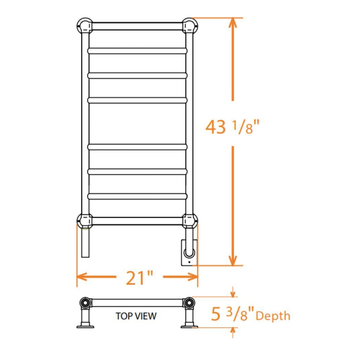 Amba Traditional 21" 8-Bar Brushed Nickel Hardwired Towel Warmer