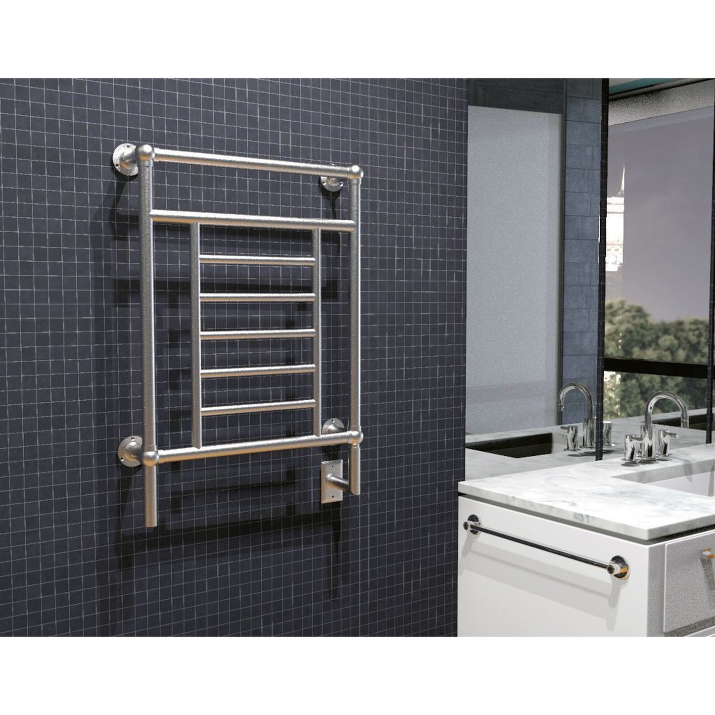 Amba Traditional 25" 8-Bar Brushed Nickel Hardwired Towel Warmer