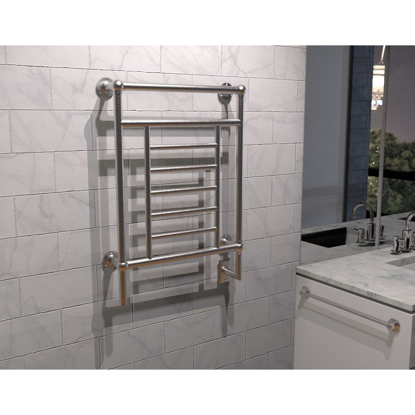 Amba Traditional 25" 8-Bar Brushed Nickel Hardwired Towel Warmer