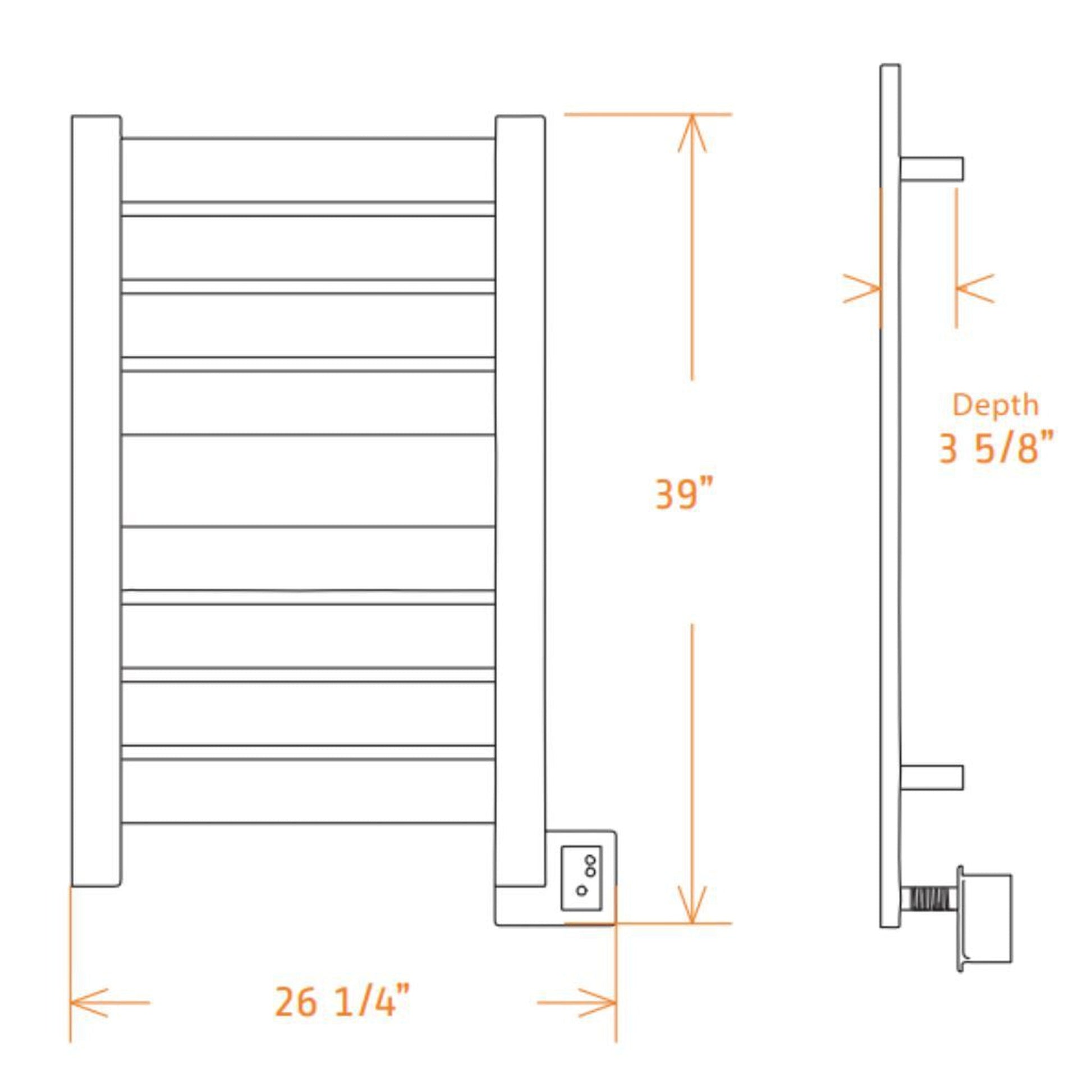 Amba Vega 22" x 33" 8-Bar Brushed Stainless Steel Hardwired Towel Warmer