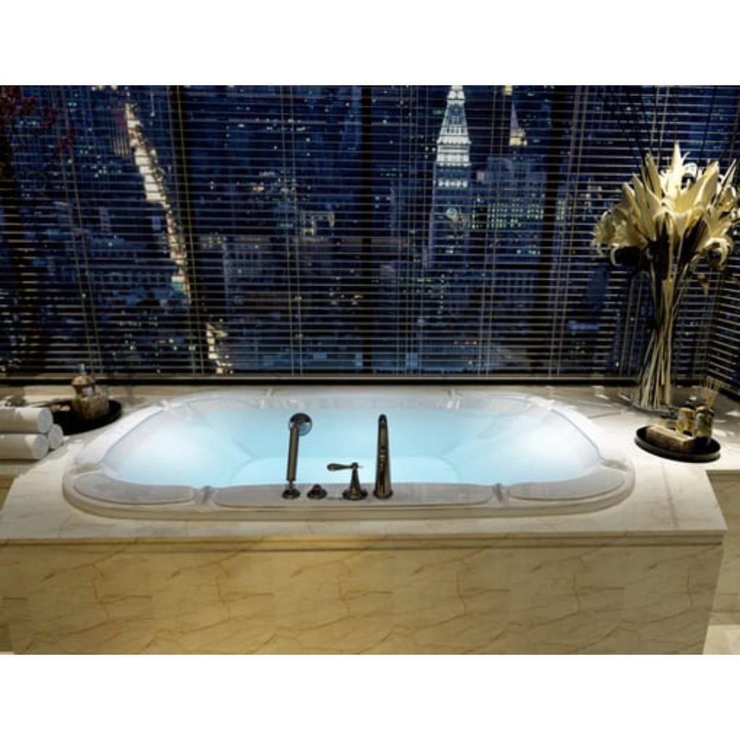 American Acrylic 39″ x 69″ Almond Rectangular Soaking Drop-In Bathtub With Air-Jet