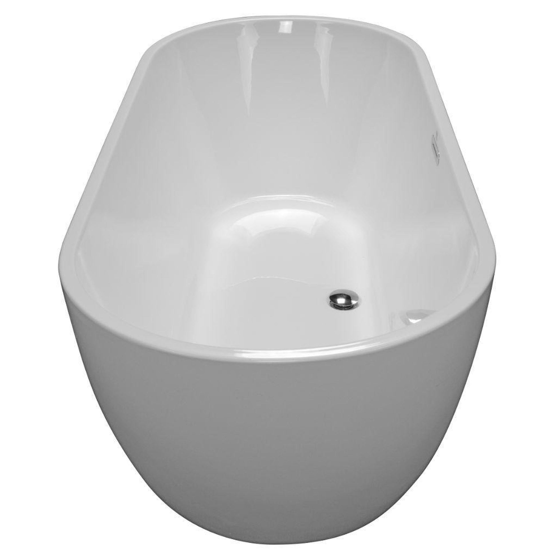 American Acrylic 66.875" x 29.5" White Oval Freestanding With 16-Jet Air Massage System Bathtub