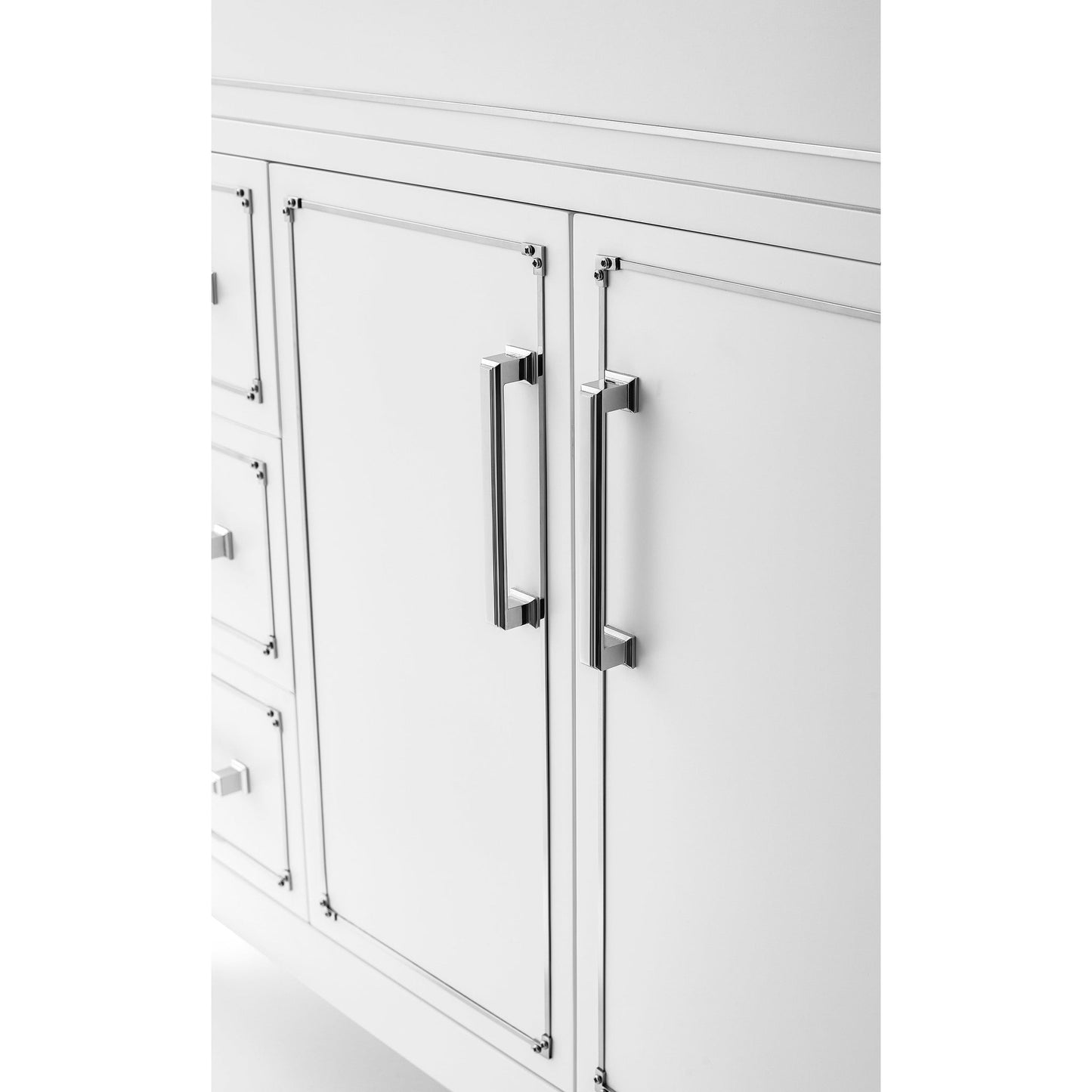 Ancerre Designs Aspen 36" White 2-Door 3-Drawer Bathroom Vanity With White Marble Vanity Top, Single Undermount Ceramic Sink, 4" Solid Wood Backsplash and Chrome Hardware