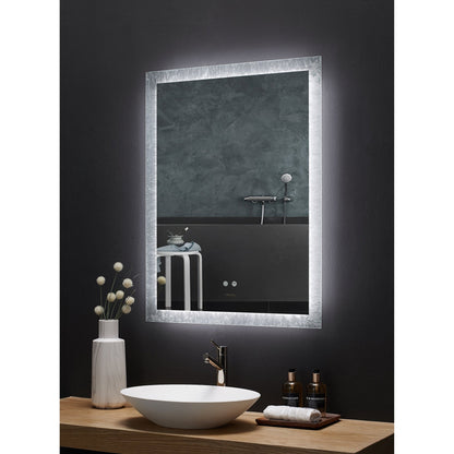 Ancerre Designs Frysta 24" x 40" Modern Rectangular LED Lighted Frameless Bathroom Vanity Mirror With Defogger, Dimmer and Mounting Hardware