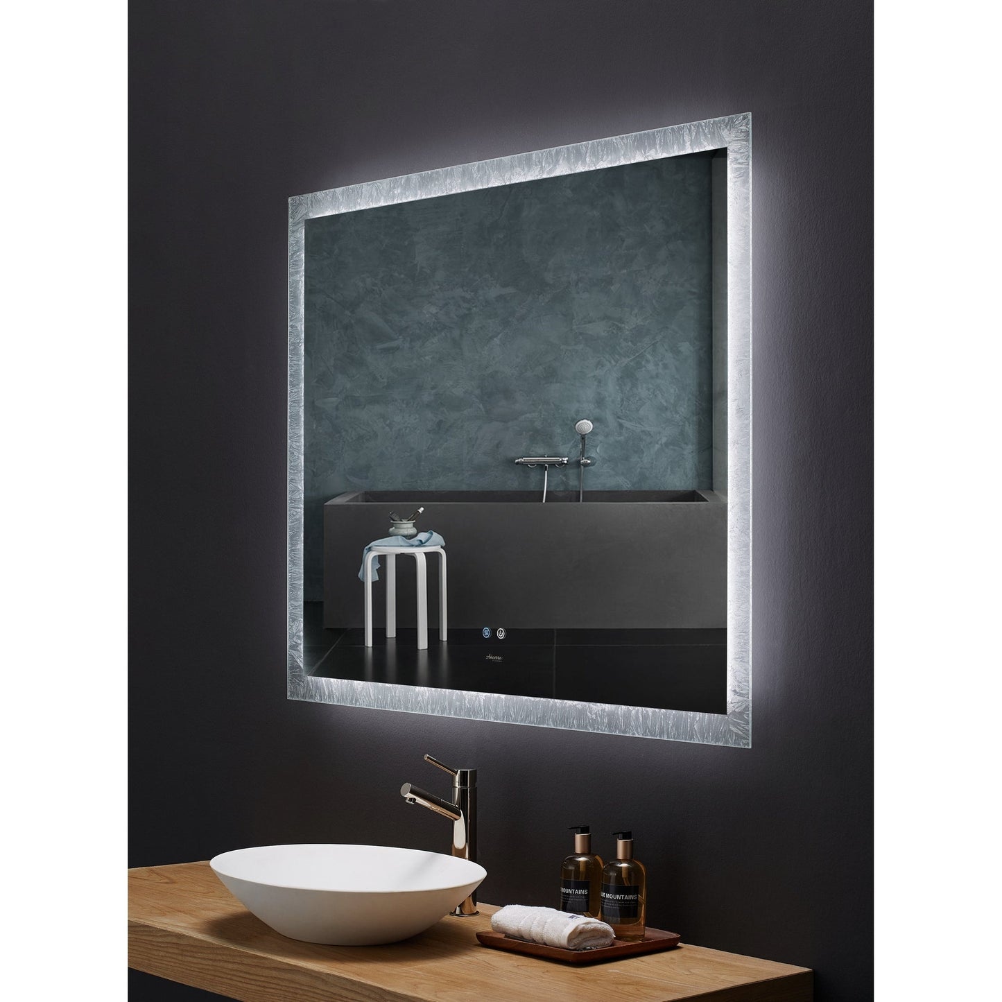 Ancerre Designs Frysta 48" x 40" Modern Rectangular LED Lighted Frameless Bathroom Vanity Mirror With Defogger, Dimmer and Mounting Hardware