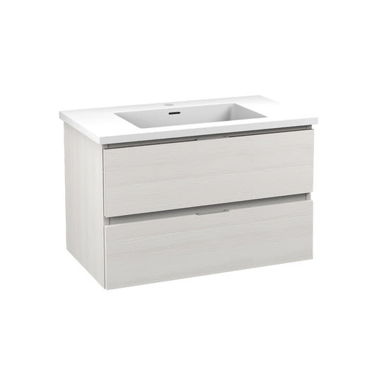 ANZZI Conques 30" x 20" Rich White Solid Wood Bathroom Vanity With Glossy White Sink and Countertop