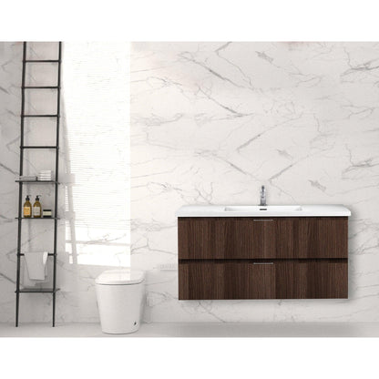 ANZZI Conques 39" x 20" Dark Brown Solid Wood Bathroom Vanity With Glossy White Sink and Countertop