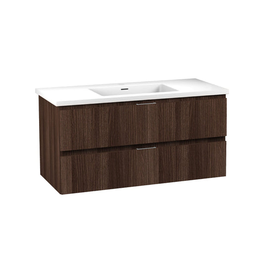 ANZZI Conques 39" x 20" Dark Brown Solid Wood Bathroom Vanity With Glossy White Sink and Countertop