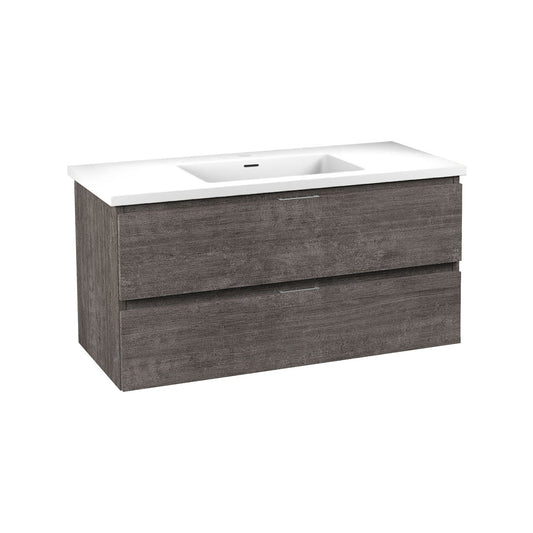 ANZZI Conques 39" x 20" Rich Gray Solid Wood Bathroom Vanity With Glossy White Sink and Countertop