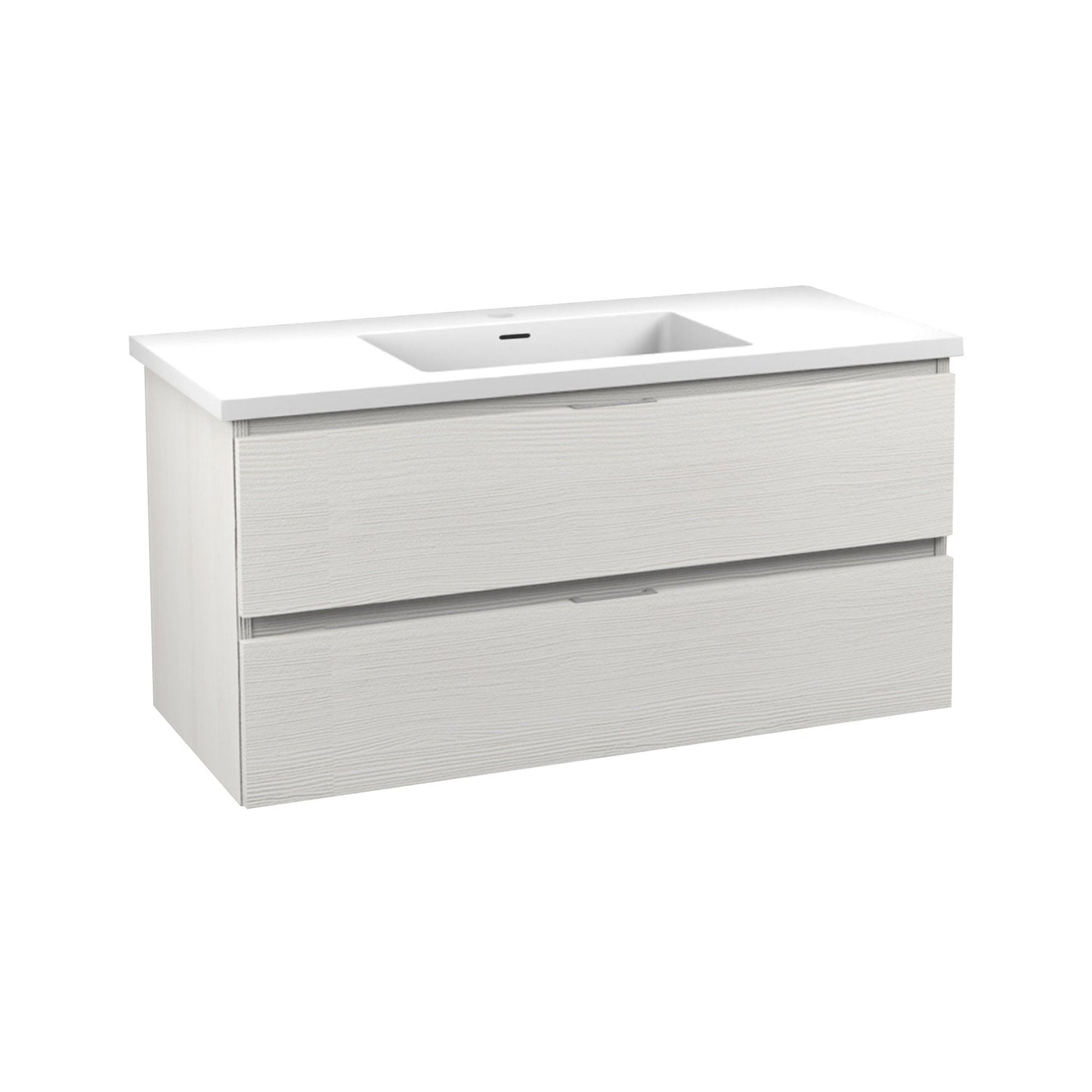 ANZZI Conques 39" x 20" Rich White Solid Wood Bathroom Vanity With Glossy White Sink and Countertop