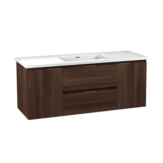 ANZZI Conques 48" x 20" Dark Brown Solid Wood Bathroom Vanity With Glossy White Sink and Countertop