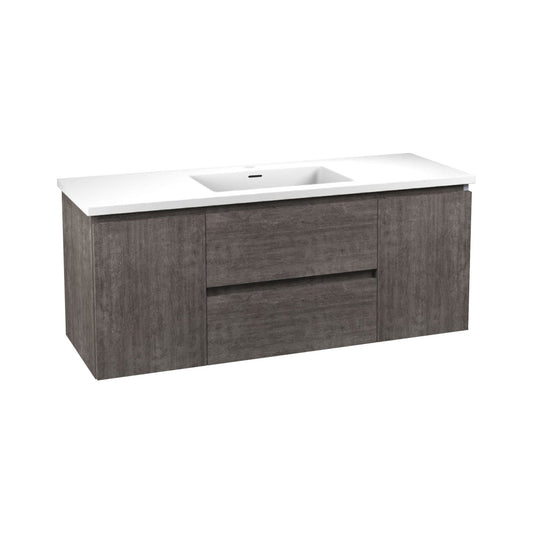 ANZZI Conques 48" x 20" Rich Gray Solid Wood Bathroom Vanity With Glossy White Sink and Countertop