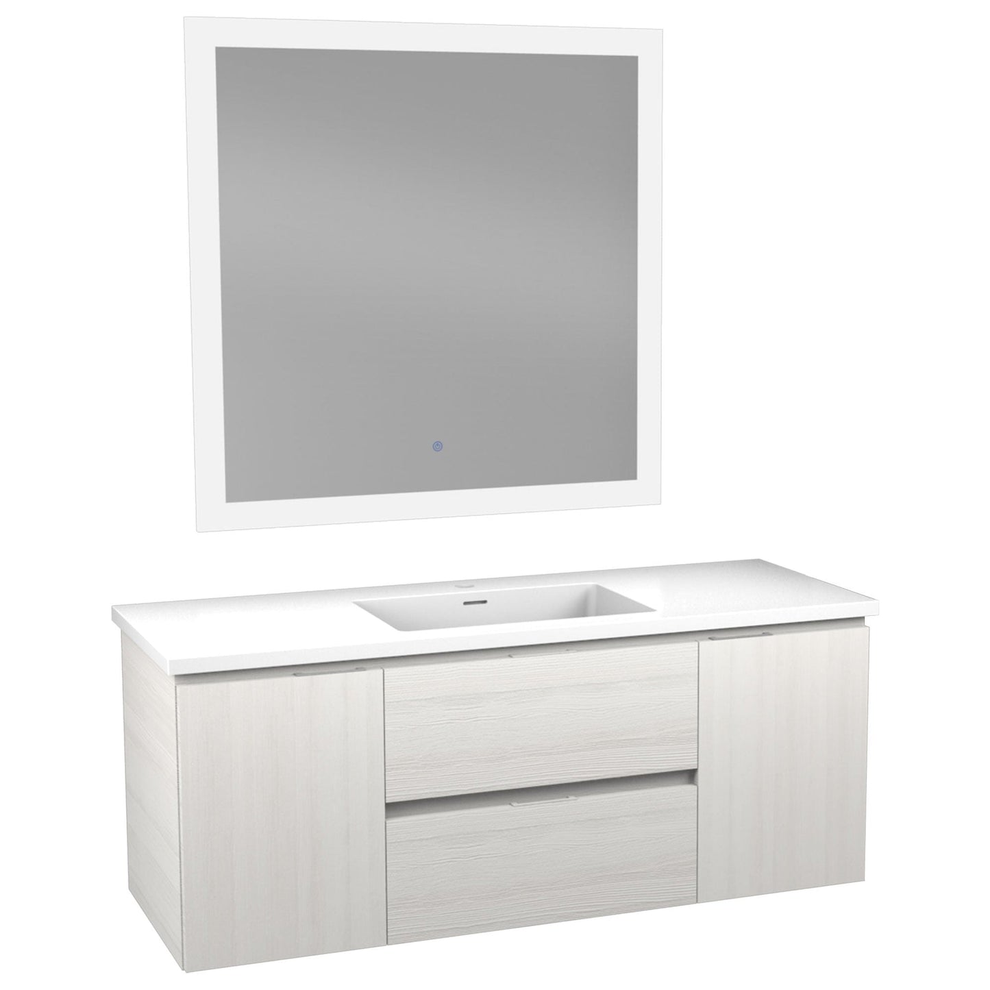 ANZZI Conques 48" x 20" Rich White Solid Wood Bathroom Vanity With Glossy White Countertop With Sink and 36" LED Mirror