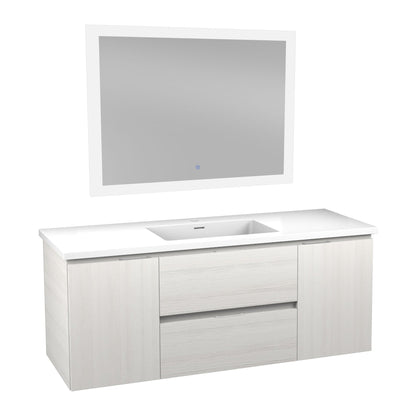 ANZZI Conques 48" x 20" Rich White Solid Wood Bathroom Vanity With Glossy White Countertop With Sink and 39" LED Mirror