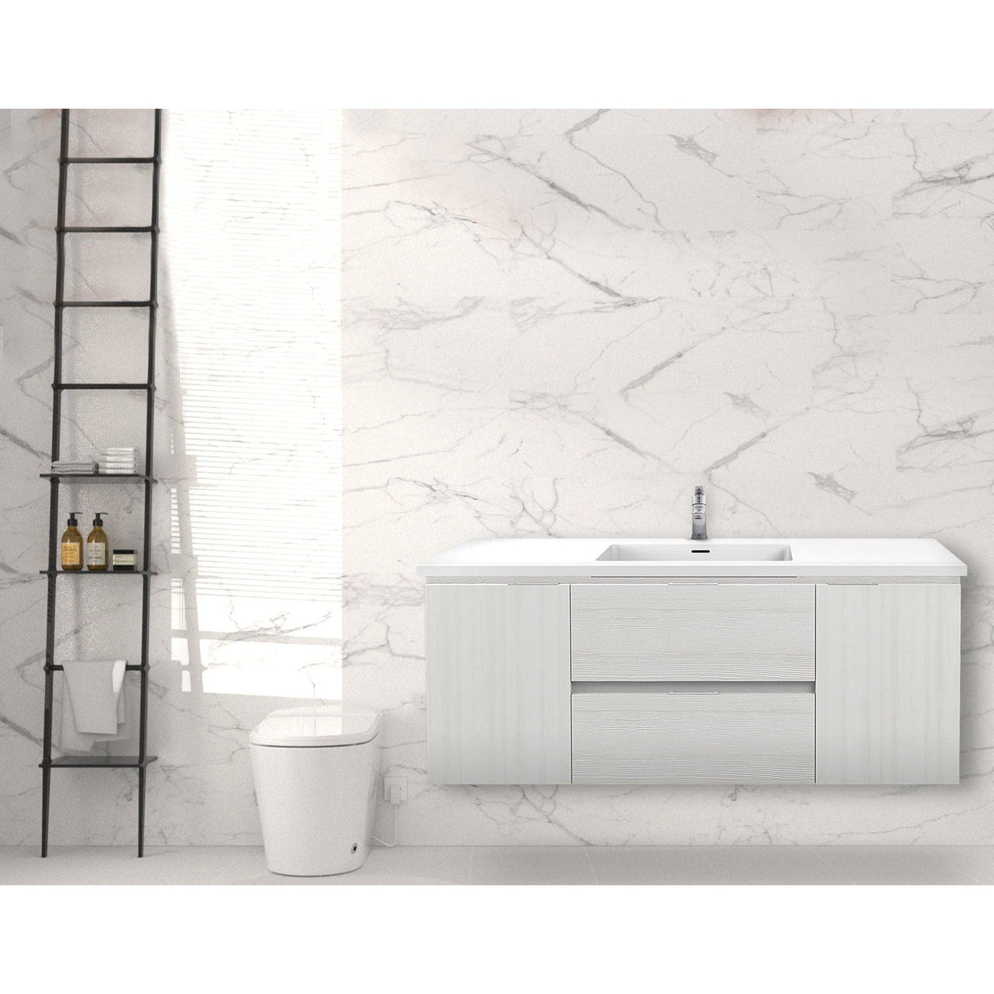 ANZZI Conques 48" x 20" Rich White Solid Wood Bathroom Vanity With Glossy White Sink and Countertop