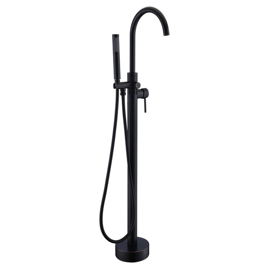 ANZZI Coral Series 2-Handle Matte Black Clawfoot Tub Faucet With Euro-Grip Handheld Sprayer