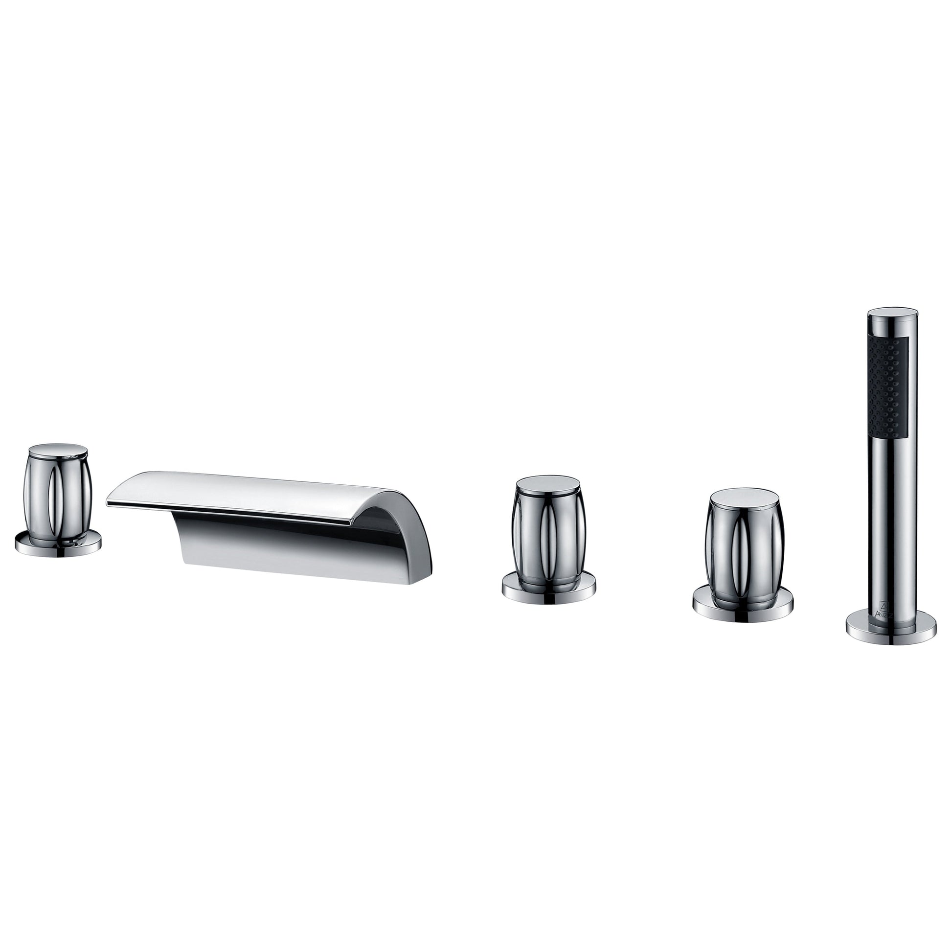 ANZZI Della Series 3-Handle Polished Chrome Waterfall Spout Roman Tub Faucet With Euro-Grip Handheld Sprayer