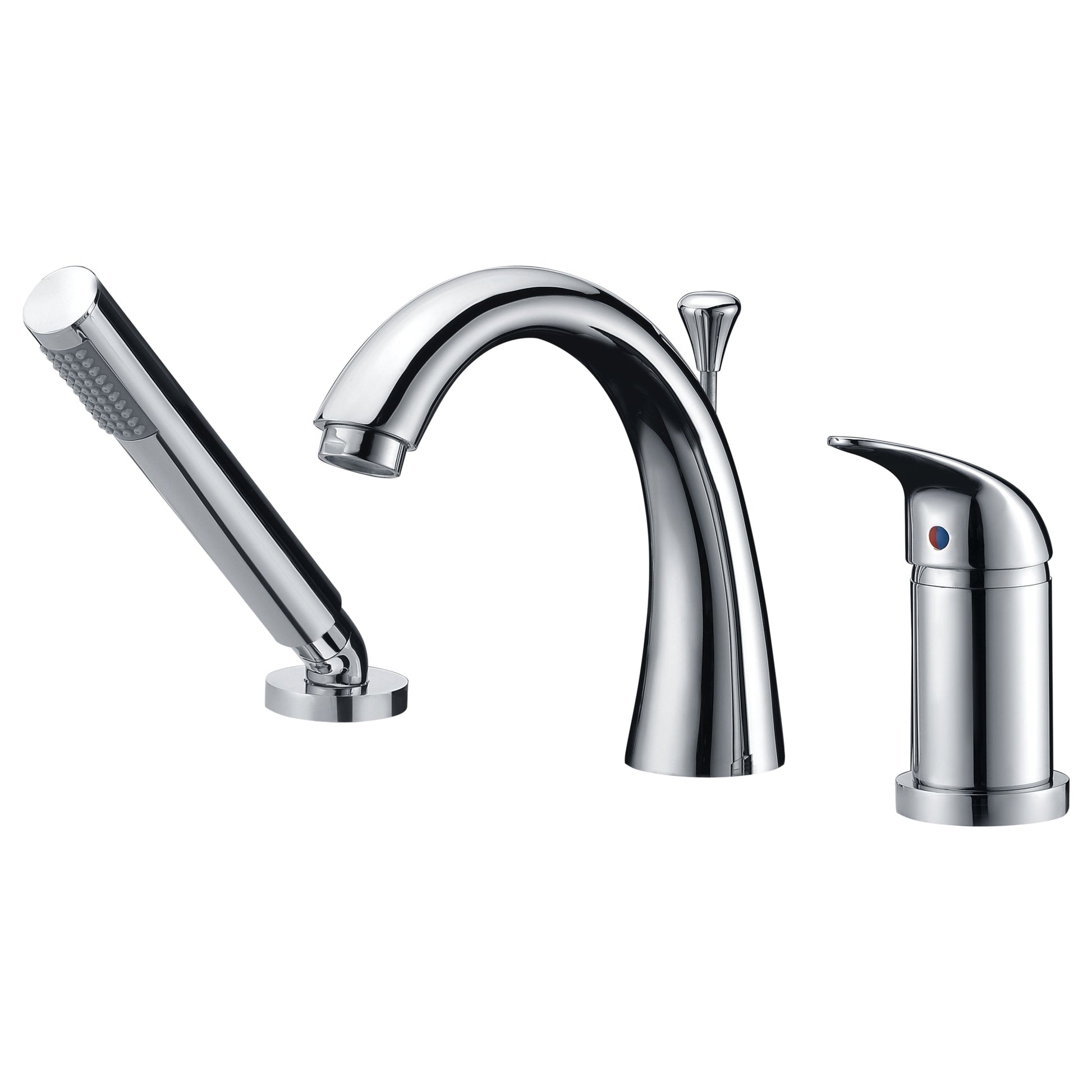 ANZZI Den Series Single Handle Polished Chrome Roman Tub Faucet With Euro-Grip Handheld Sprayer
