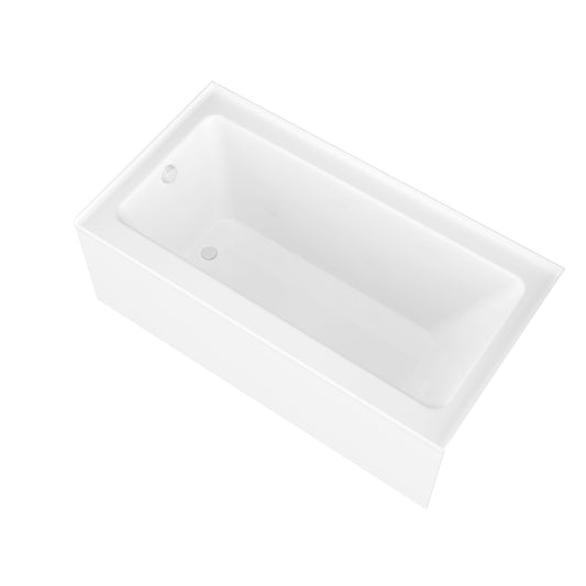 ANZZI Don Series White "60 x 30" Alcove Left Drain Rectangular Bathtub With Built-In Flange and Frameless Matte Black Sliding Door