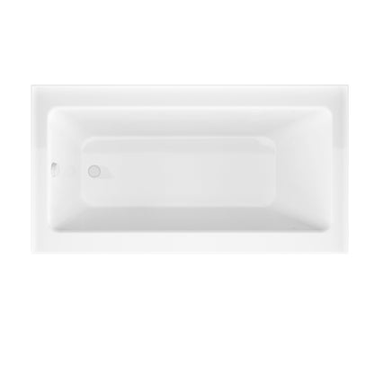 ANZZI Don Series White "60 x 32" Alcove Left Drain Rectangular Bathtub With Built-In Flange and Frameless Matte Black Sliding Door