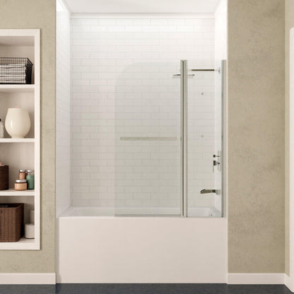 ANZZI Galleon Series White "60 x 30" Alcove Right Drain Rectangular Bathtub With Built-In Flange and Frameless Brushed Nickel Hinged Door