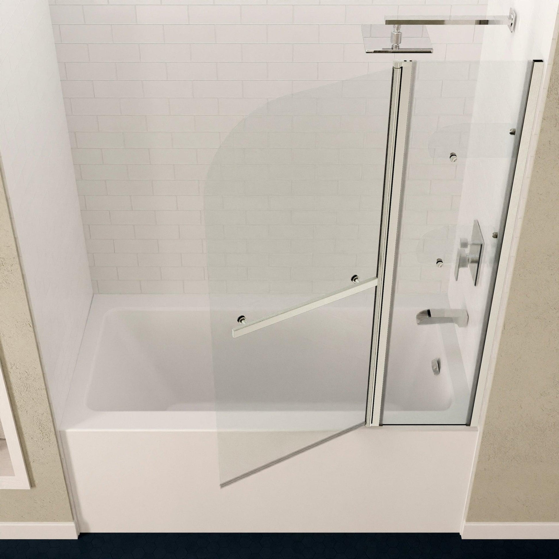 ANZZI Galleon Series White "60 x 30" Alcove Right Drain Rectangular Bathtub With Built-In Flange and Frameless Brushed Nickel Hinged Door