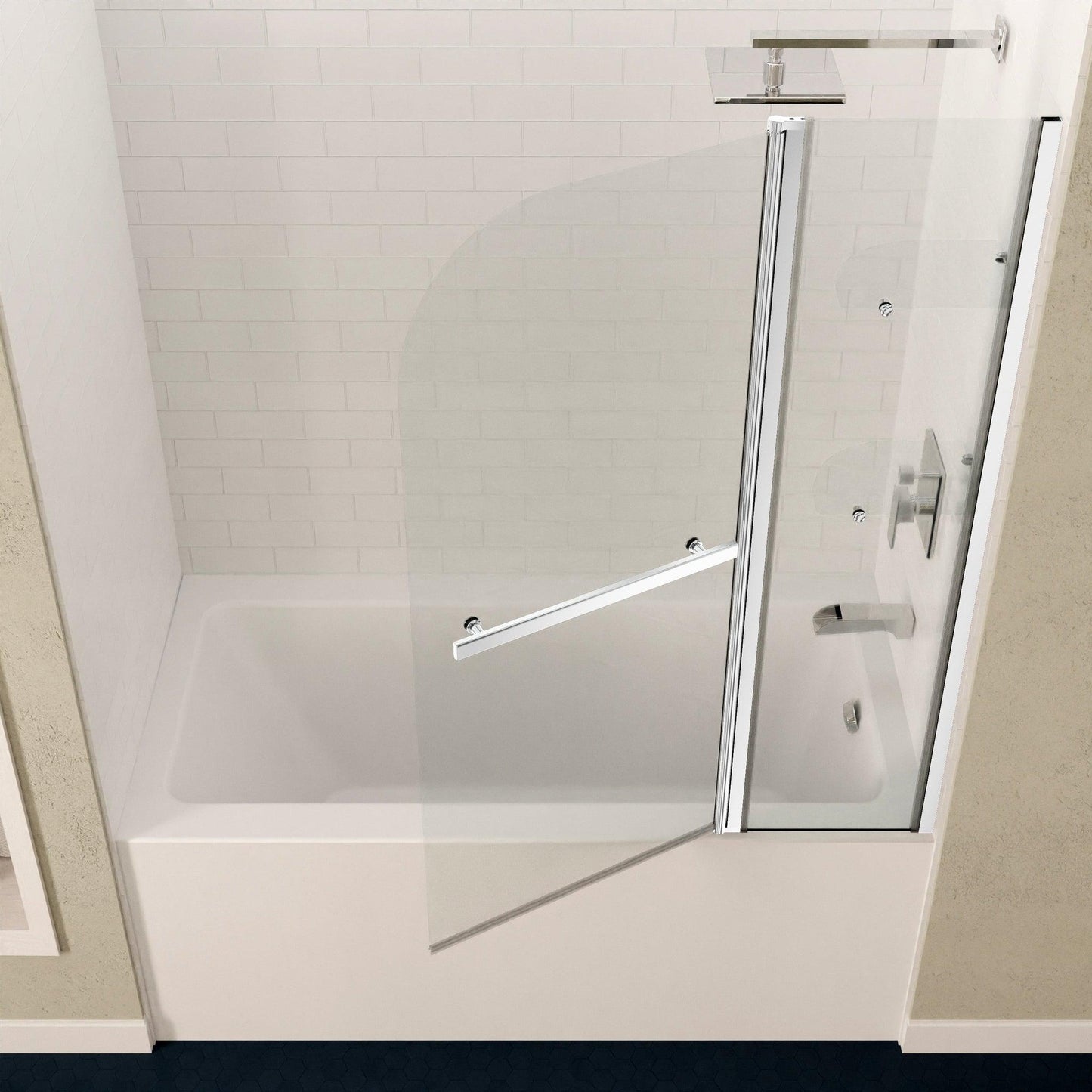 ANZZI Galleon Series White "60 x 30" Alcove Right Drain Rectangular Bathtub With Built-In Flange and Frameless Polished Chrome Hinged Door