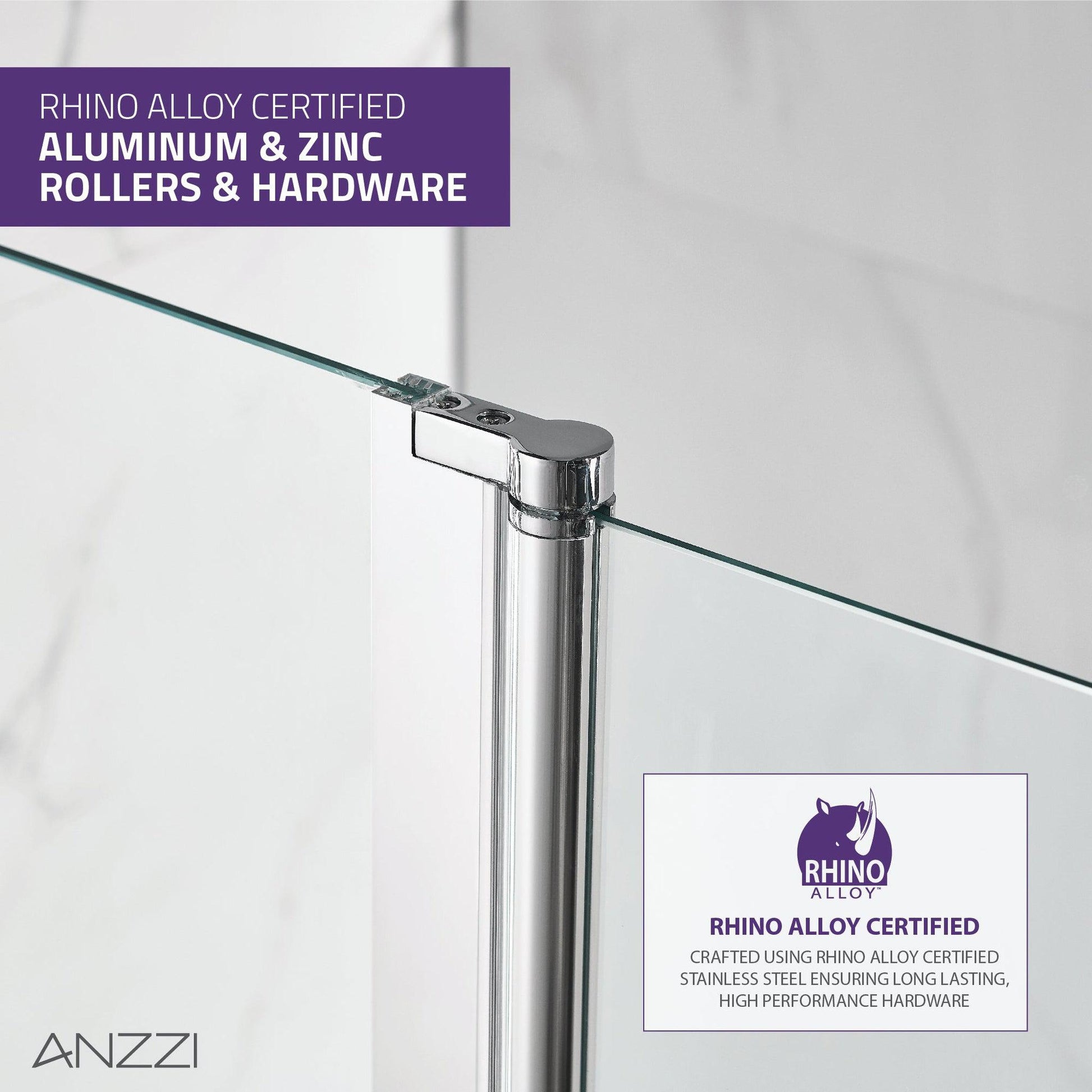 ANZZI Galleon Series White "60 x 30" Alcove Right Drain Rectangular Bathtub With Built-In Flange and Frameless Polished Chrome Hinged Door