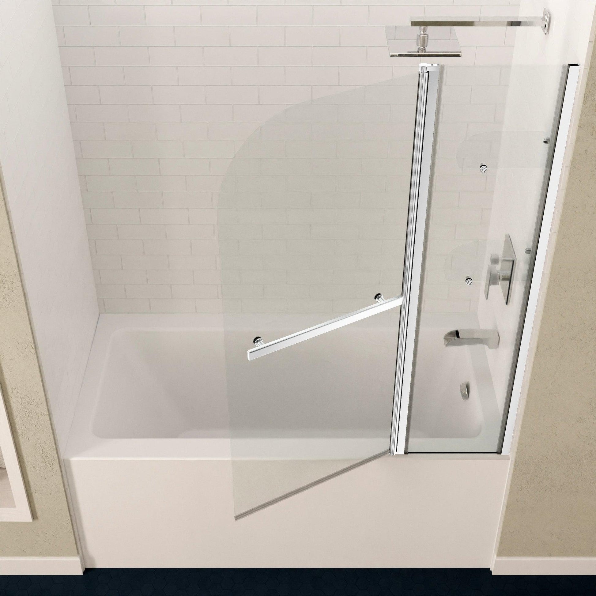 ANZZI Galleon Series White "60 x 32" Alcove Right Drain Rectangular Bathtub With Built-In Flange and Frameless Polished Chrome Hinged Door