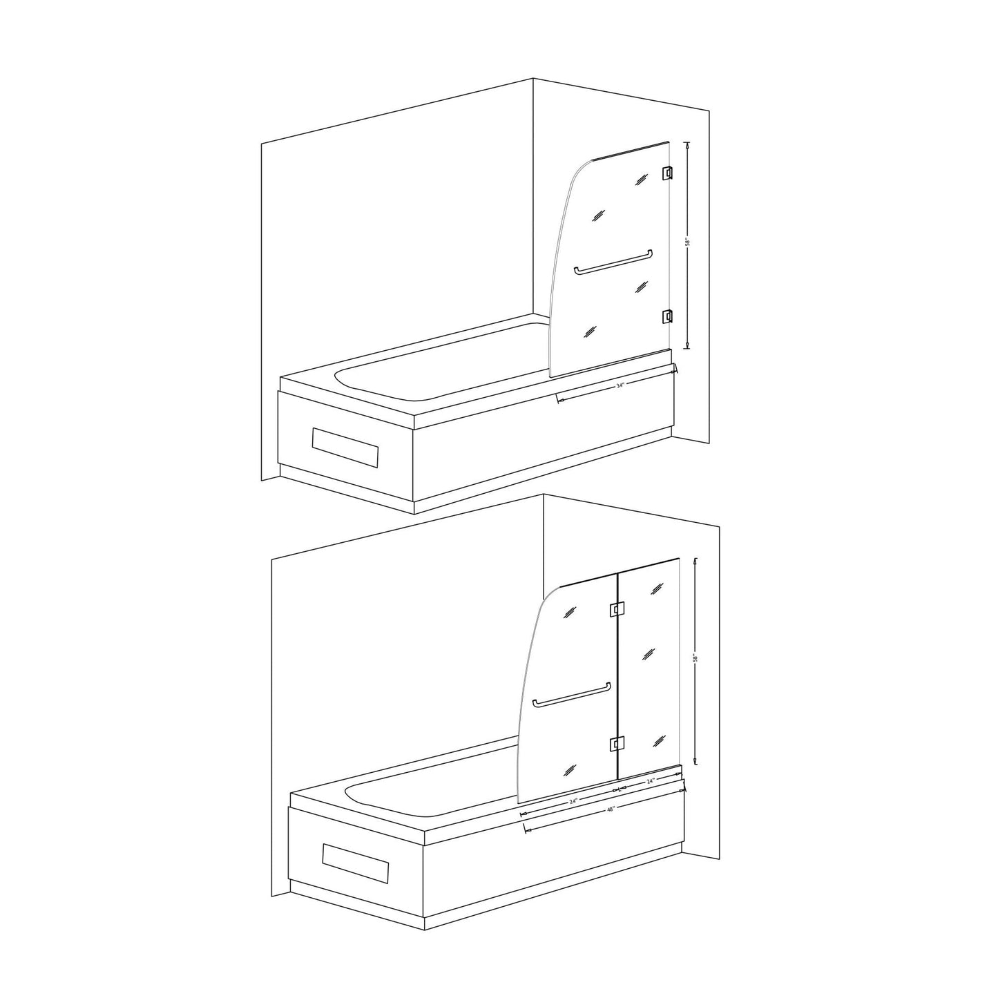 ANZZI Grand Series White "60 x 32" Alcove Right Drain Rectangular Bathtub With Built-In Flange and Frameless Brushed Nickel Hinged Door