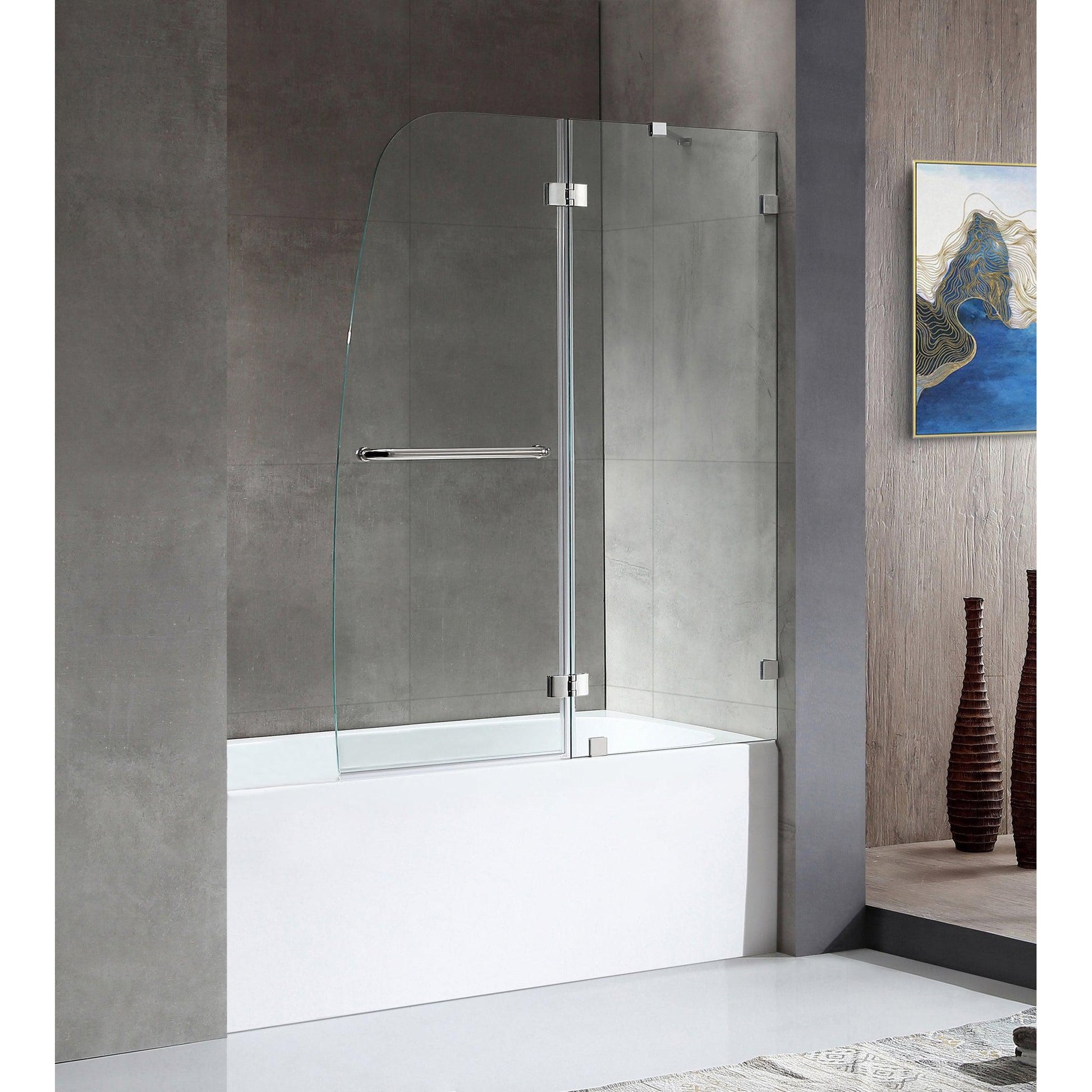 ANZZI Herald Series White "60 x 30" Alcove Right Drain Rectangular Bathtub With Built-In Flange and Frameless Polished Chrome Hinged Door