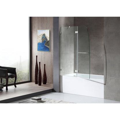 ANZZI Herald Series White "60 x 32" Alcove Left Drain Rectangular Bathtub With Built-In Flange and Frameless Polished Chrome Hinged Door