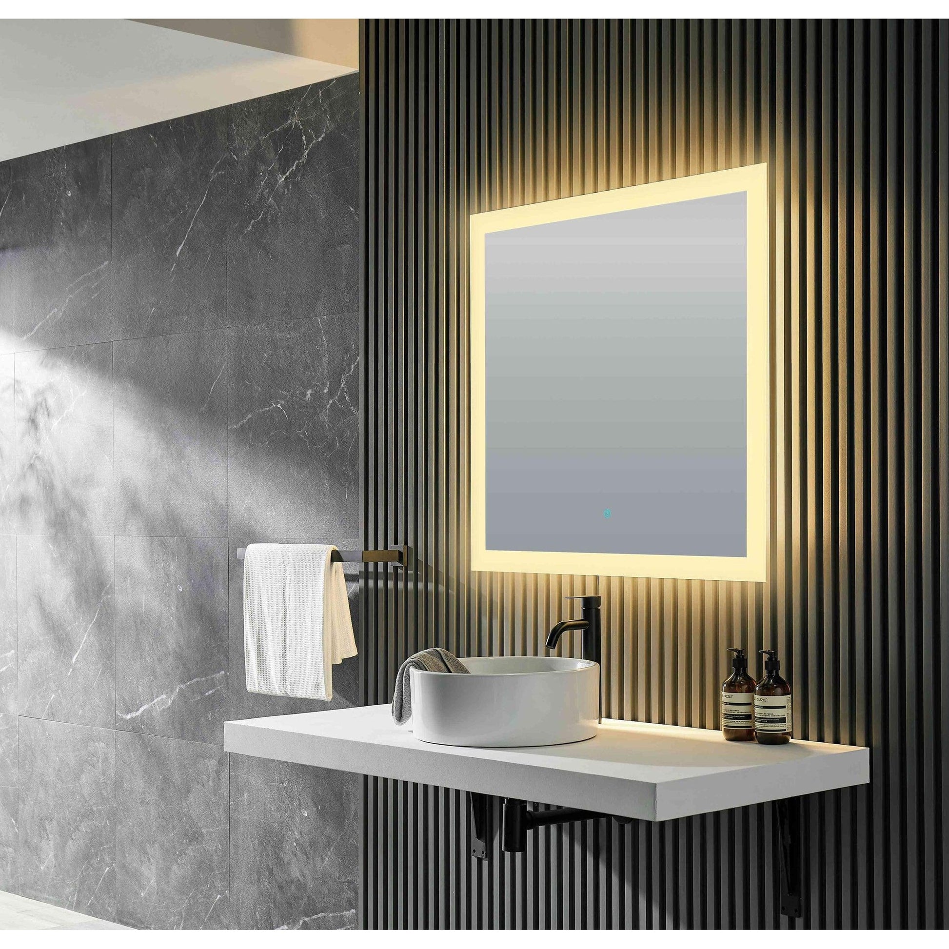 ANZZI Mars Series 32" x 30" Frameless Led Bathroom Mirror With Built-In Defogger