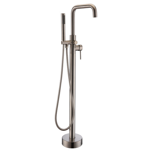 ANZZI Moray Series 2-Handle Brushed Nickel Clawfoot Tub Faucet With Euro-Grip Handheld Sprayer