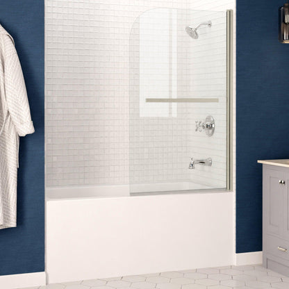 ANZZI Myth Series White "60 x 30" Alcove Right Drain Rectangular Bathtub With Built-In Flange and Frameless Brushed Nickel Hinged Door