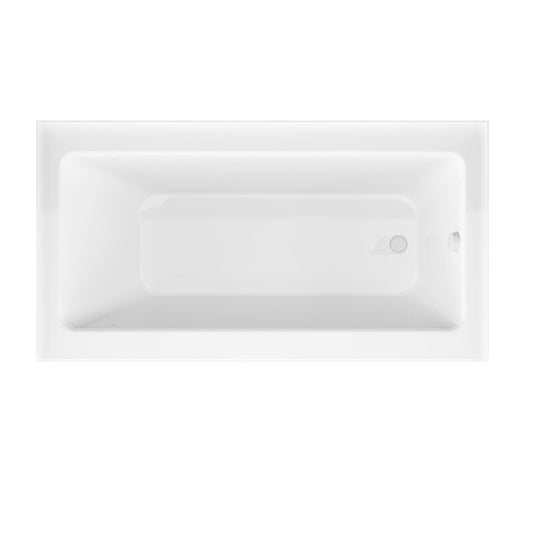 ANZZI Myth Series White "60 x 32" Alcove Right Drain Rectangular Bathtub With Built-In Flange and Frameless Brushed Nickel Hinged Door