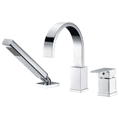 ANZZI Nite Series Single Handle Polished Chrome Roman Tub Faucet With Euro-Grip Handheld Sprayer