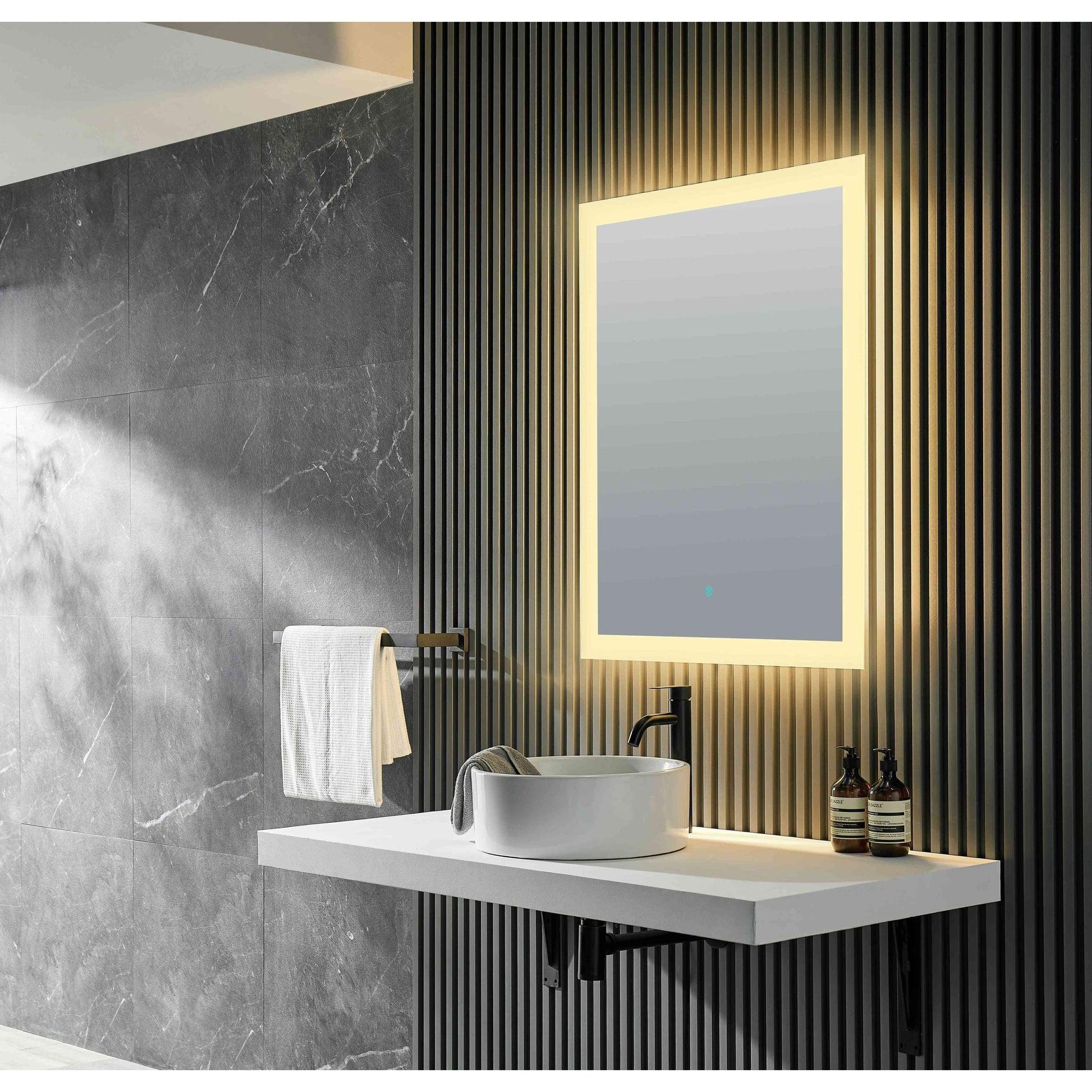 ANZZI Olympus Series 36" x 24" Frameless Led Bathroom Mirror With Built-In Defogger