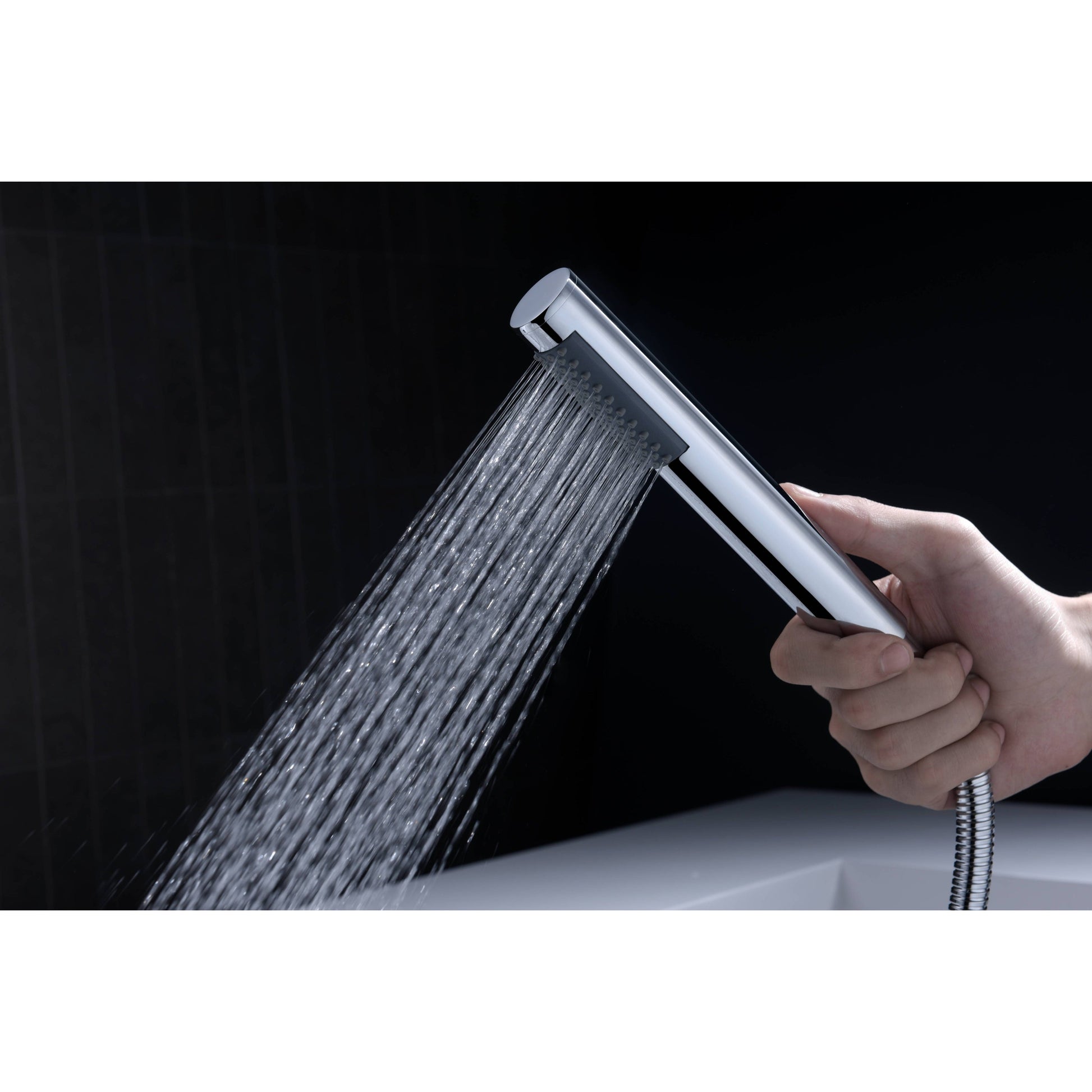 ANZZI Ribbon Series 3-Handle Polished Chrome Waterfall Spout Roman Tub Faucet With Euro-Grip Handheld Sprayer
