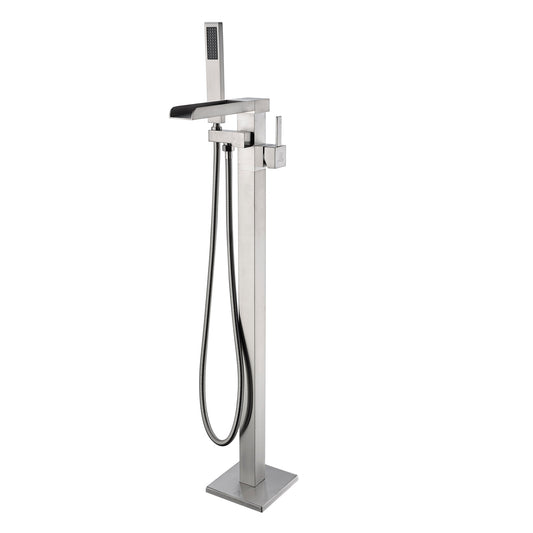 ANZZI Union Series 2-Handle Brushed Nickel Clawfoot Tub Faucet With Euro-Grip Handheld Sprayer