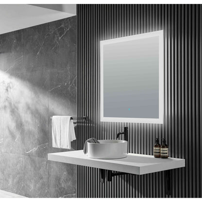 ANZZI Volta Series 36" x 36" Frameless Led Bathroom Mirror With Built-In Defogger