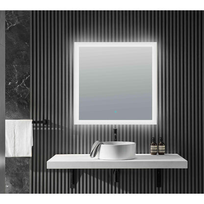 ANZZI Volta Series 36" x 36" Frameless Led Bathroom Mirror With Built-In Defogger