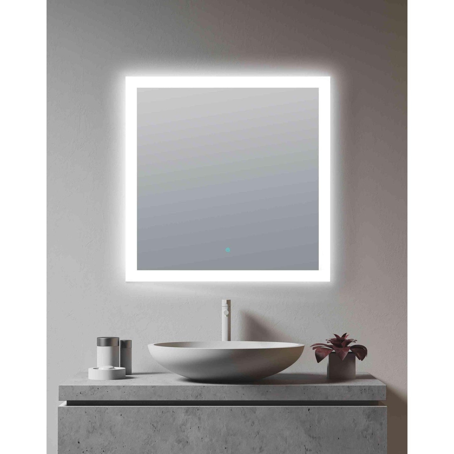 ANZZI Volta Series 36" x 36" Frameless Led Bathroom Mirror With Built-In Defogger