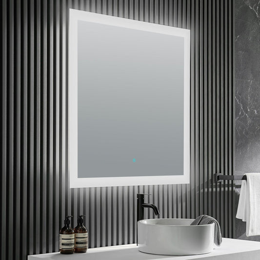 ANZZI Volta Series 36" x 36" Frameless Led Bathroom Mirror With Built-In Defogger